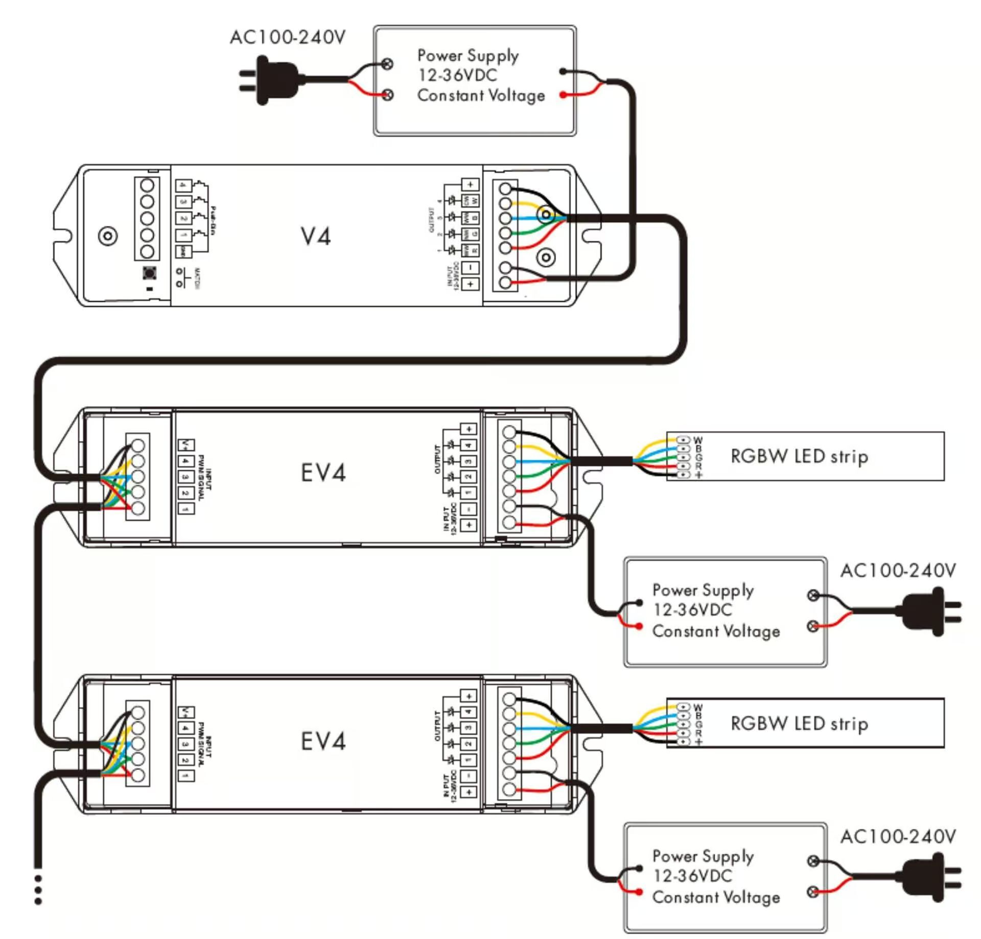 led ショップ 照明 配線 図